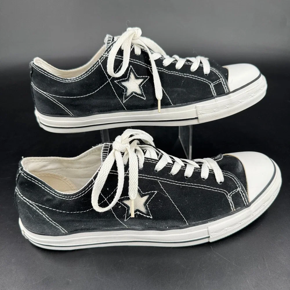 Converse One Star Mens 10 Black Canvas Low Top Sneakers 89S4DJF800104 - Picture 1 of 8